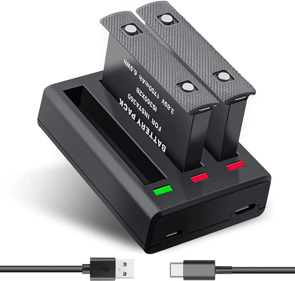 Insta360 ONE X2 Replacement Batteries 2-Pack and 3-Channel USB Charger appropriate with Insta360 ONE X2 360 Camera(Not Waterproof)