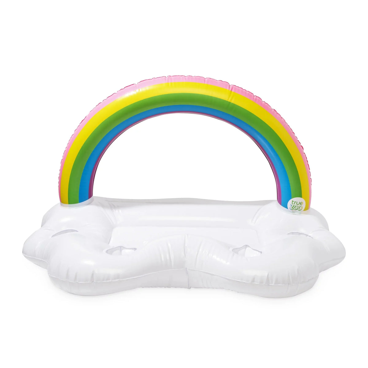 TrueZoo Rainbow Floating Bar Pool Party Inflatable Cup Holders and Cooler, Colorful Cloud Ice Box Drink Floatie, Set of 1
