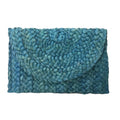 Fashion Culture Eliza Crochet Straw Envelope Clutch, Ocean Blue