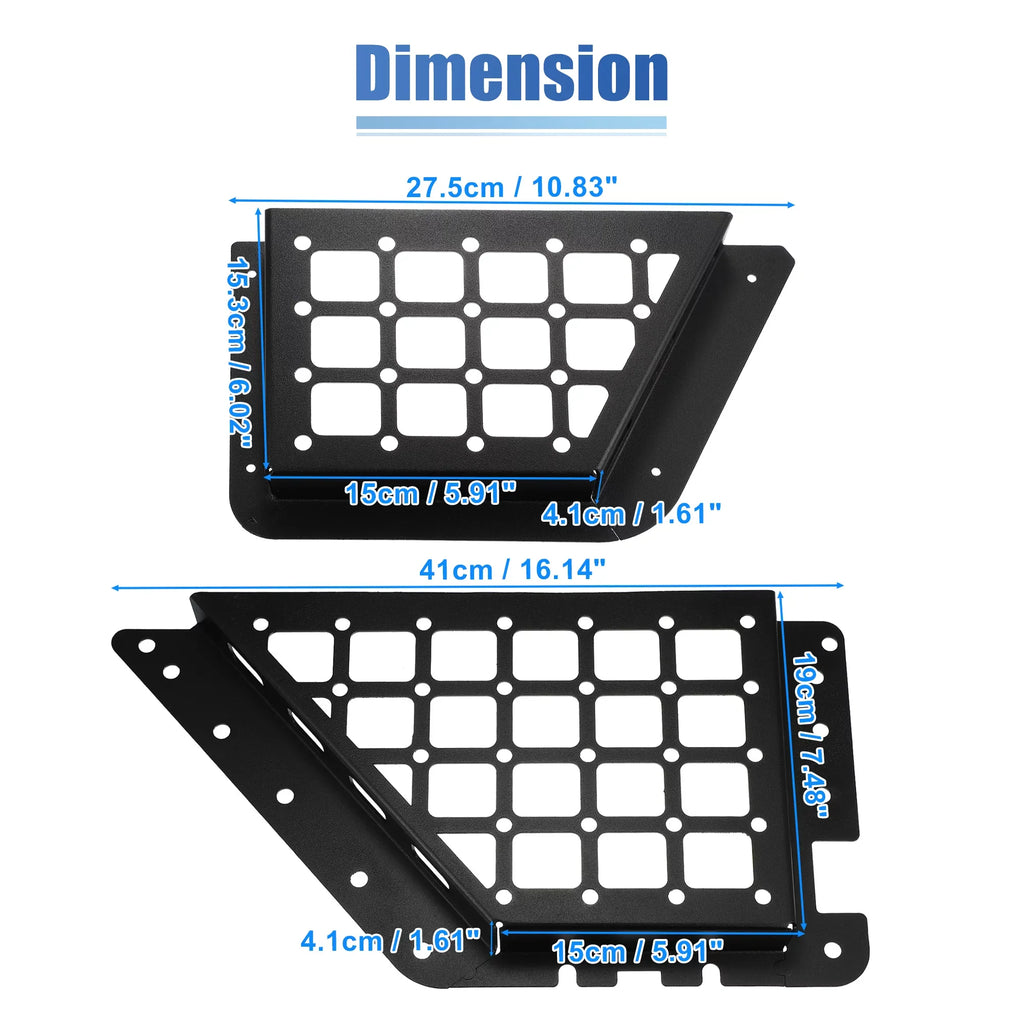 Unique Bargains 1Set Rear Door Net Pocket Storage Box Organizer Tray for  Bronco 2021 Metal Black