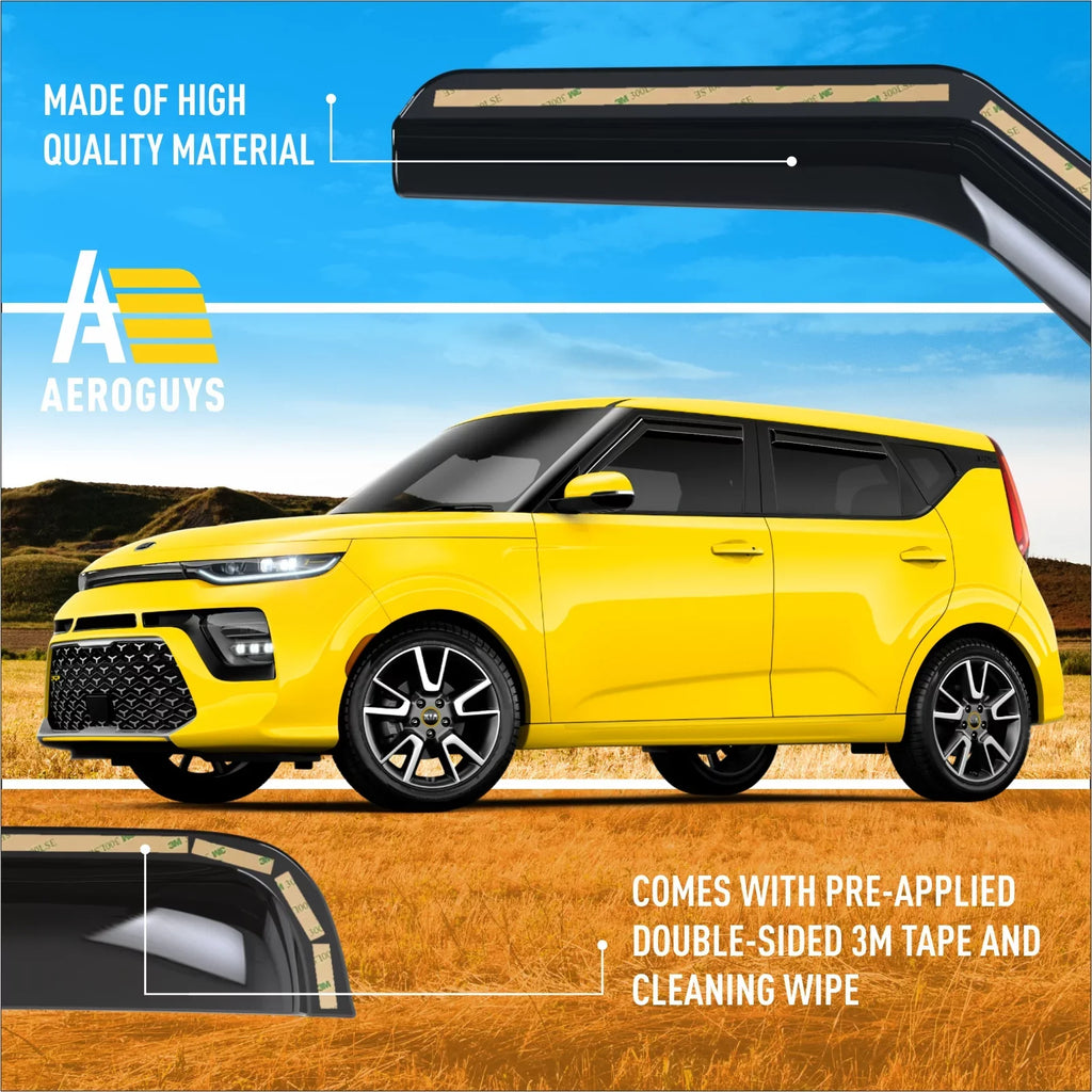 AG0284. AEROGUYS in-Channel Window Deflectors Extra Durable Window Visors Rain Guards Fit for Kia Soul 2020-2024, Sun Visors, Wind Vent Visors, Car Accessories- 4pcs