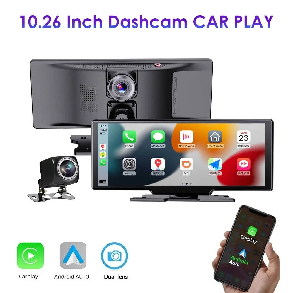 Jahy2Tech 2K Wireless 10.26'' Touch Screen Dual Channel Wifi Car DVR Dash Camera Android Auto ".