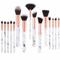 15 pcs Pro Marble Makeup Brush Set with Marble Brusher Holder, for Loose Powder, Contour, Shade, Highlighter, Eyeshadow and Foundation