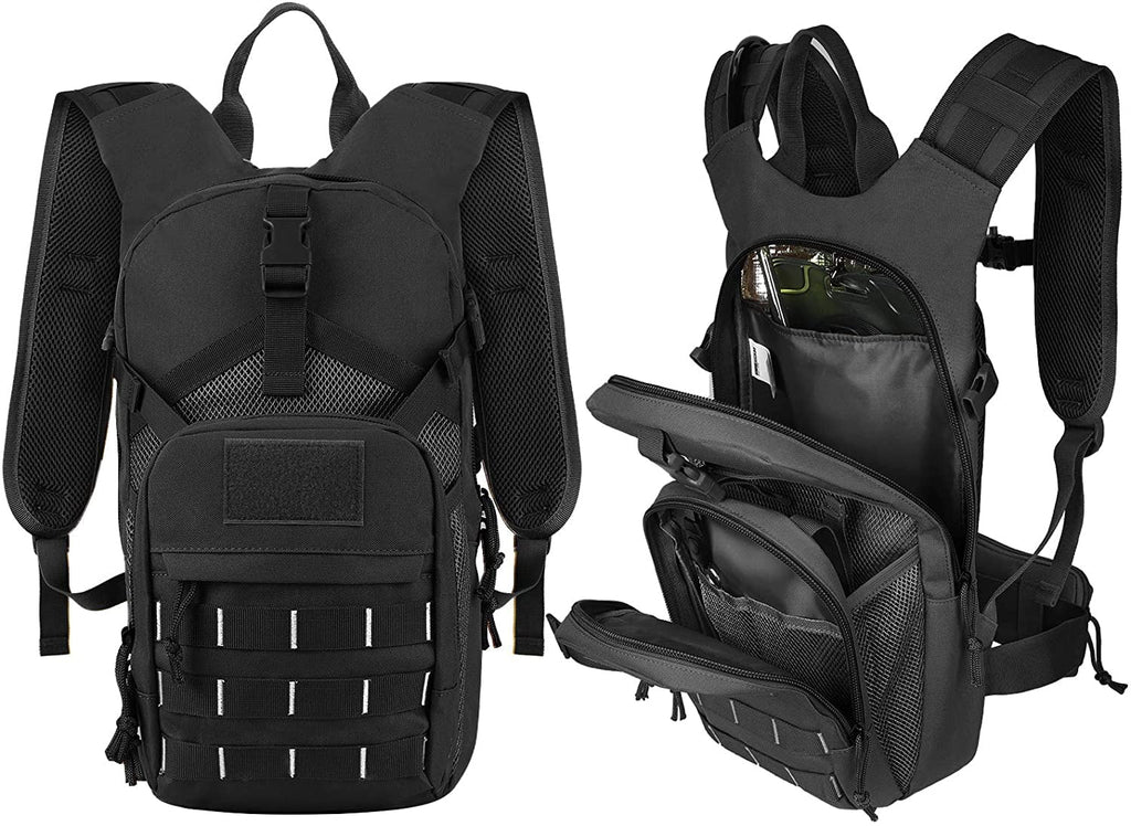 SKL Hydration Pack Tactical aqua Backpack with 2L BPA Free moisture Bladder, Military moisture Bag Thermal Insulation, Adjustable Waist Pocket Daypack Fits Women Men for Running Hiking Cycling Biking