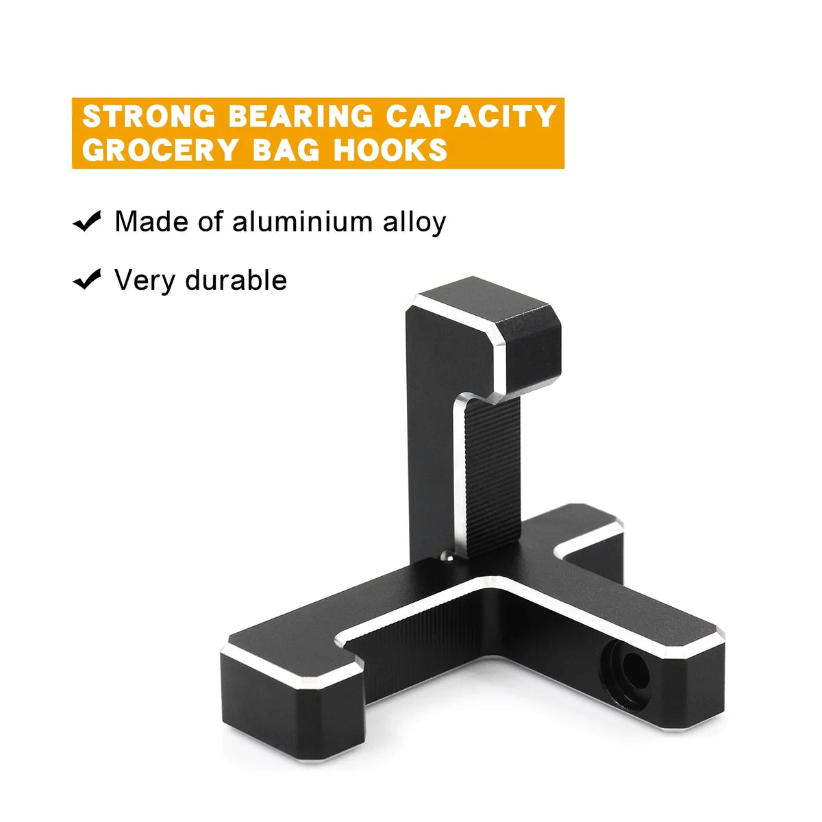 Dcenta Aluminum Trunk Grocery Bag Hooks Replacement for Bronco 2021-2023 2-Door 4-Door Black Interior Organizer (2pcs T+2pcs J Shape)