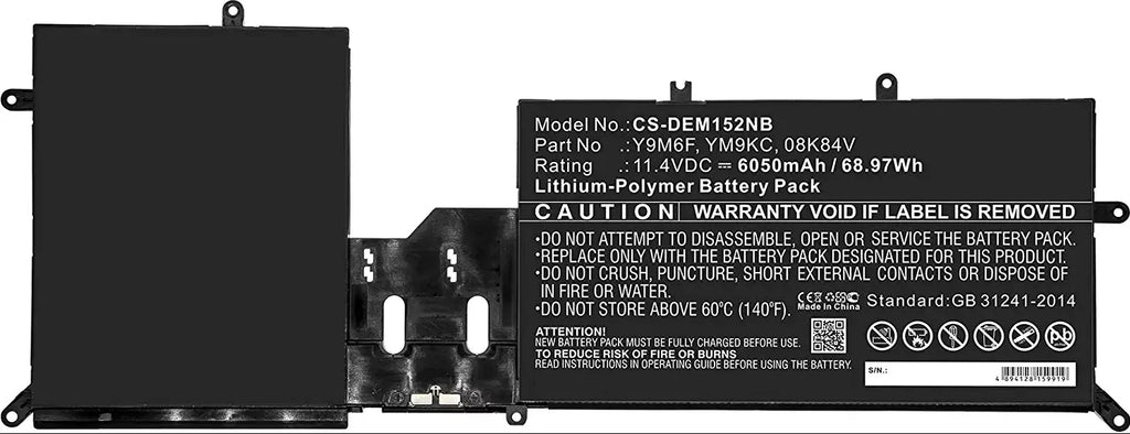Genuine  Alienware M17 R2 11.4V 76WH 6334MAH Y9M6F Battery W/ Cable YM9KC Laptop Batteries