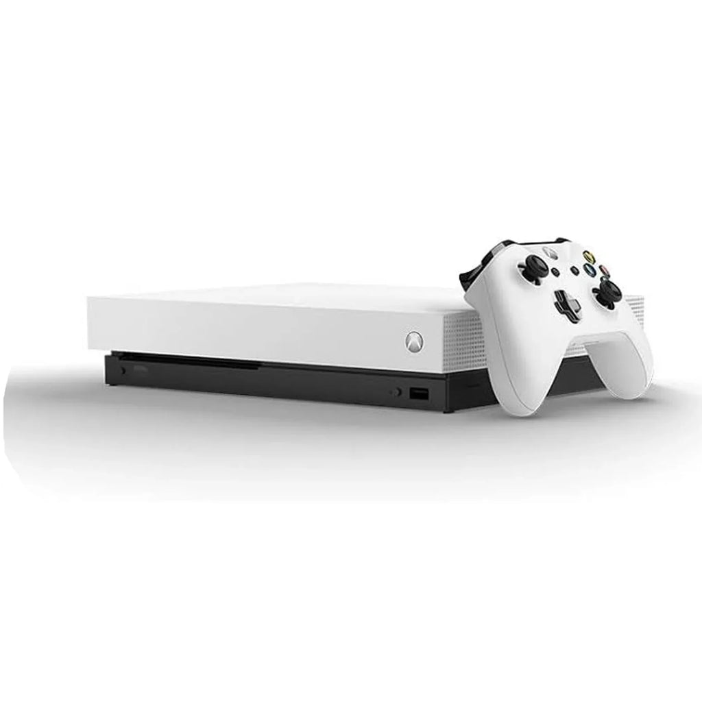 Pre-Owned  Xbox One X 1TB with 2 Controller, 4K Ultra HD White with BOLT AXTION Cleaning Kit Headset Bundle (Refurbished: Like New)