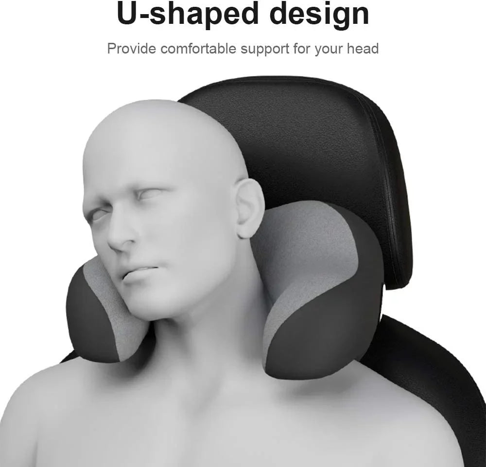 Headrest Pillow for Car Seat, Memory Foam Neck Support Pillow for Neck Pain Relief - U-Shaped Ergonomic Design Soft Travel Pillow for Sleeping and Resting in Car and Office