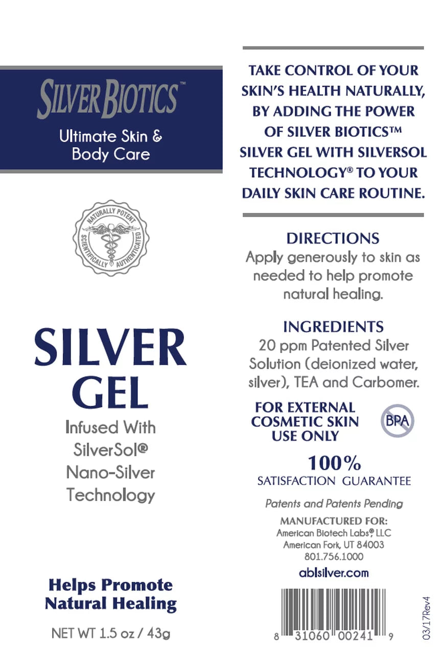American Biotech Labs Silver Biotics Silver Gel Ultimate Skin & Body Care 4 oz (Pack of 2)
