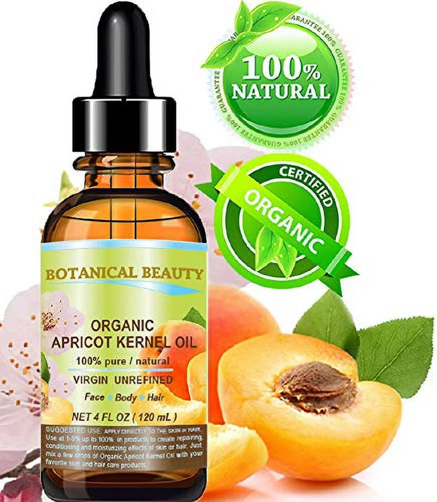 Dry Skin, Cracked Hands, Rosacea, Ecz.. Oz.- 120 Ml For Face, Body, Hair, Lip And Nail Care. Organic Apricot Kernel Oil Australian 100 % Pure Natural Virgin Unrefined Cold Pressed Carrier Oil 4 Fl