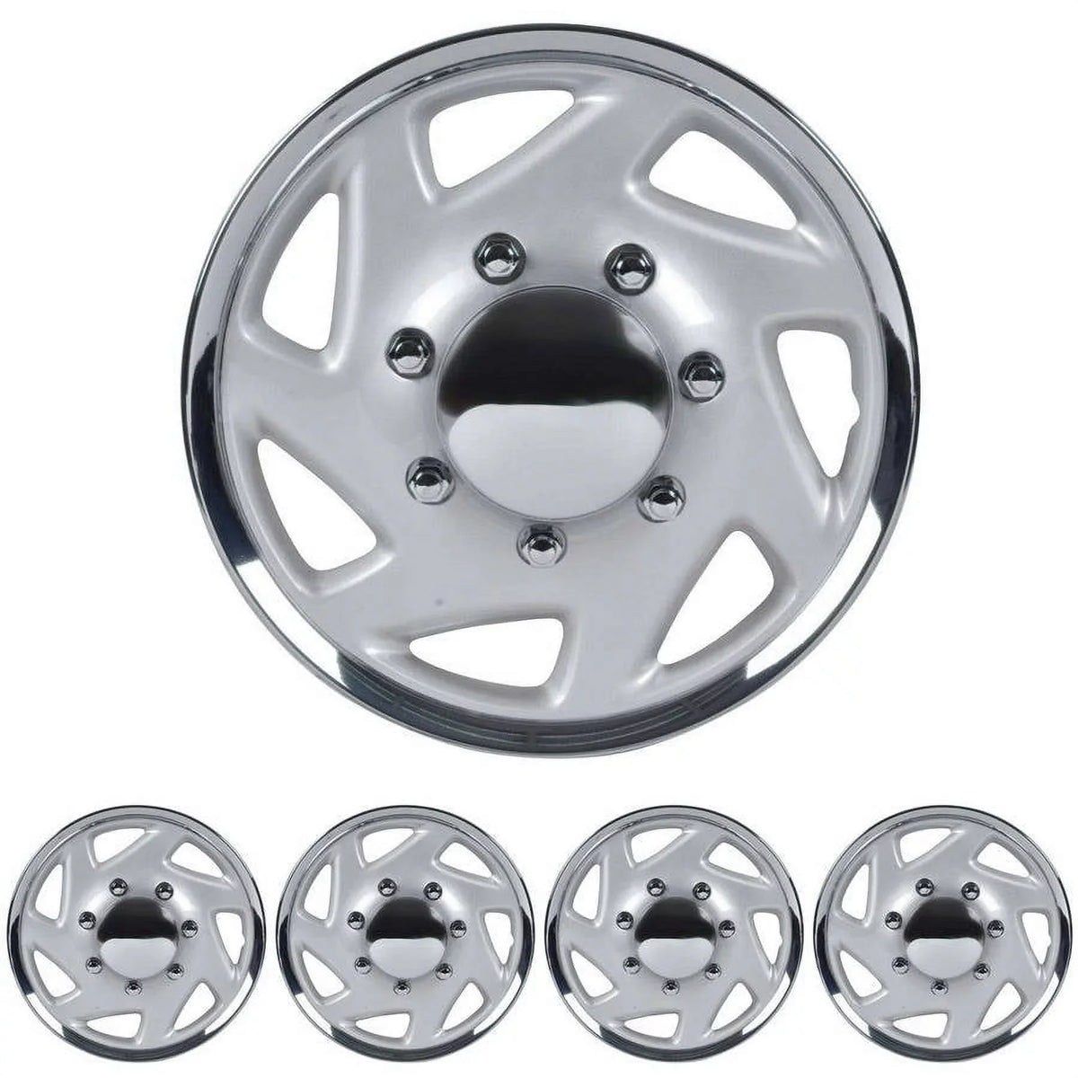 BDK  E-Series Style Hubcaps Wheel protector, 16" Chrome Replica protector, 4 Pieces
