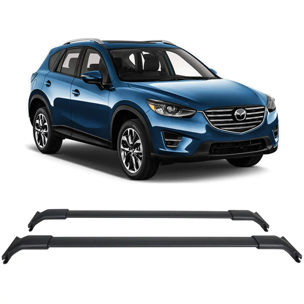 Ikon Motorsports suitable with 13-16 Mazda CX-5 CX5 OE Style Cross Bar Roof Rack Black Aluminum