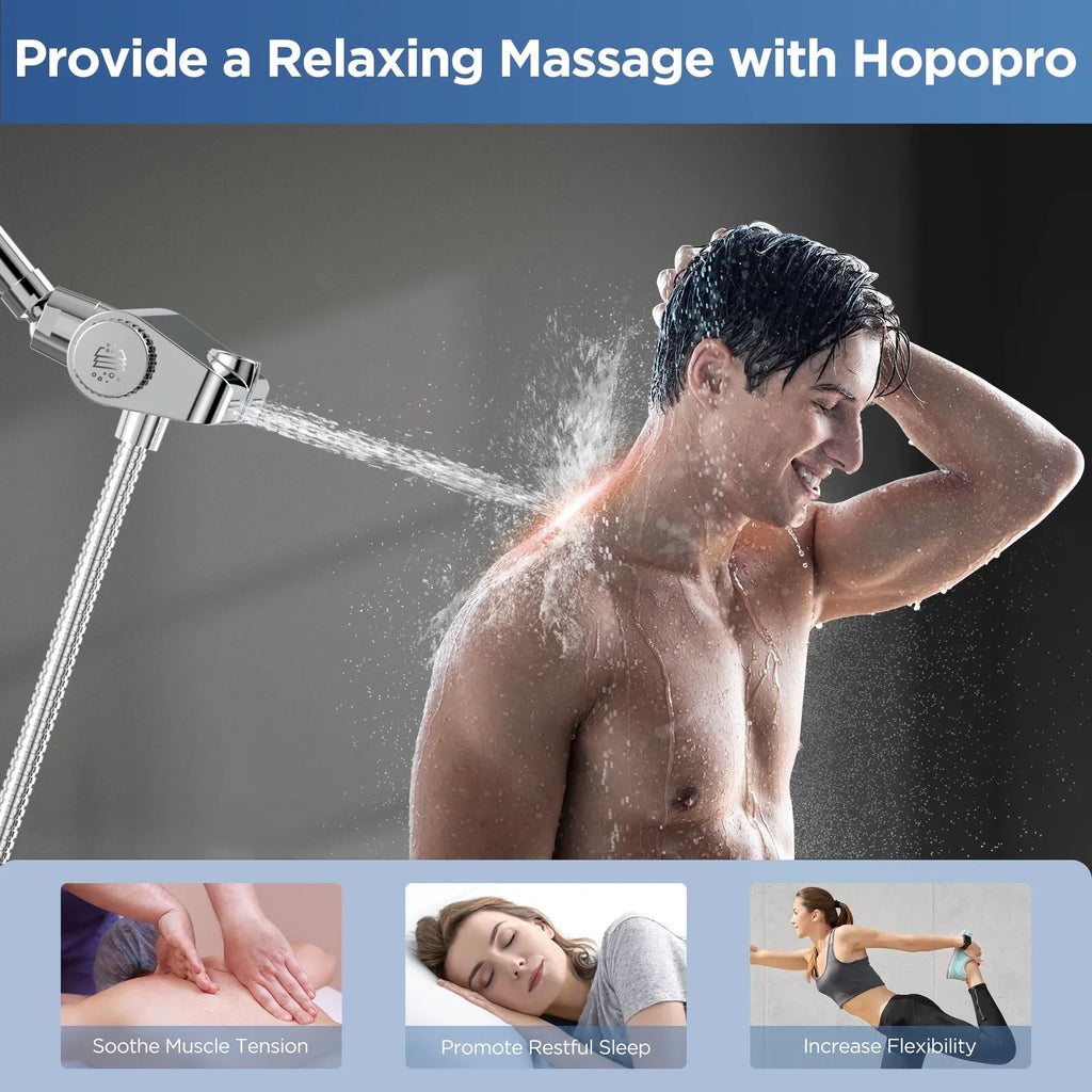 HOPOPRO 3 in 1 Filter Showerhead with Handheld Combo High Pressure SPA Shower System Massage Shower Head and 5 Modes Hand Held Shower Head