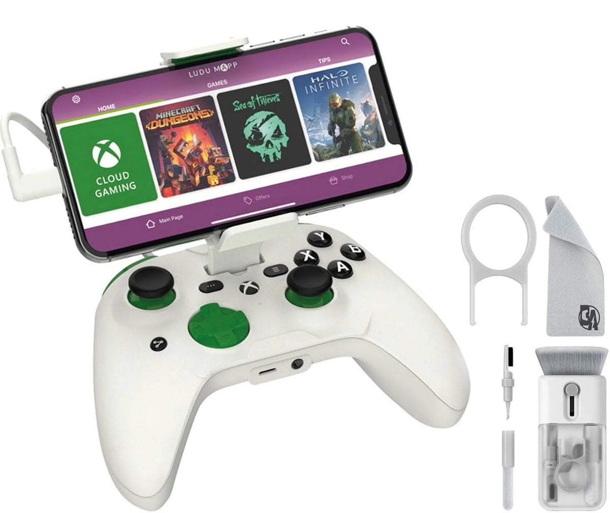 RiotPWR - Cloud Game Controller for iOS (Xbox Edition) - White With Cleaning Electric kit Bolt Axtion Bundle Used