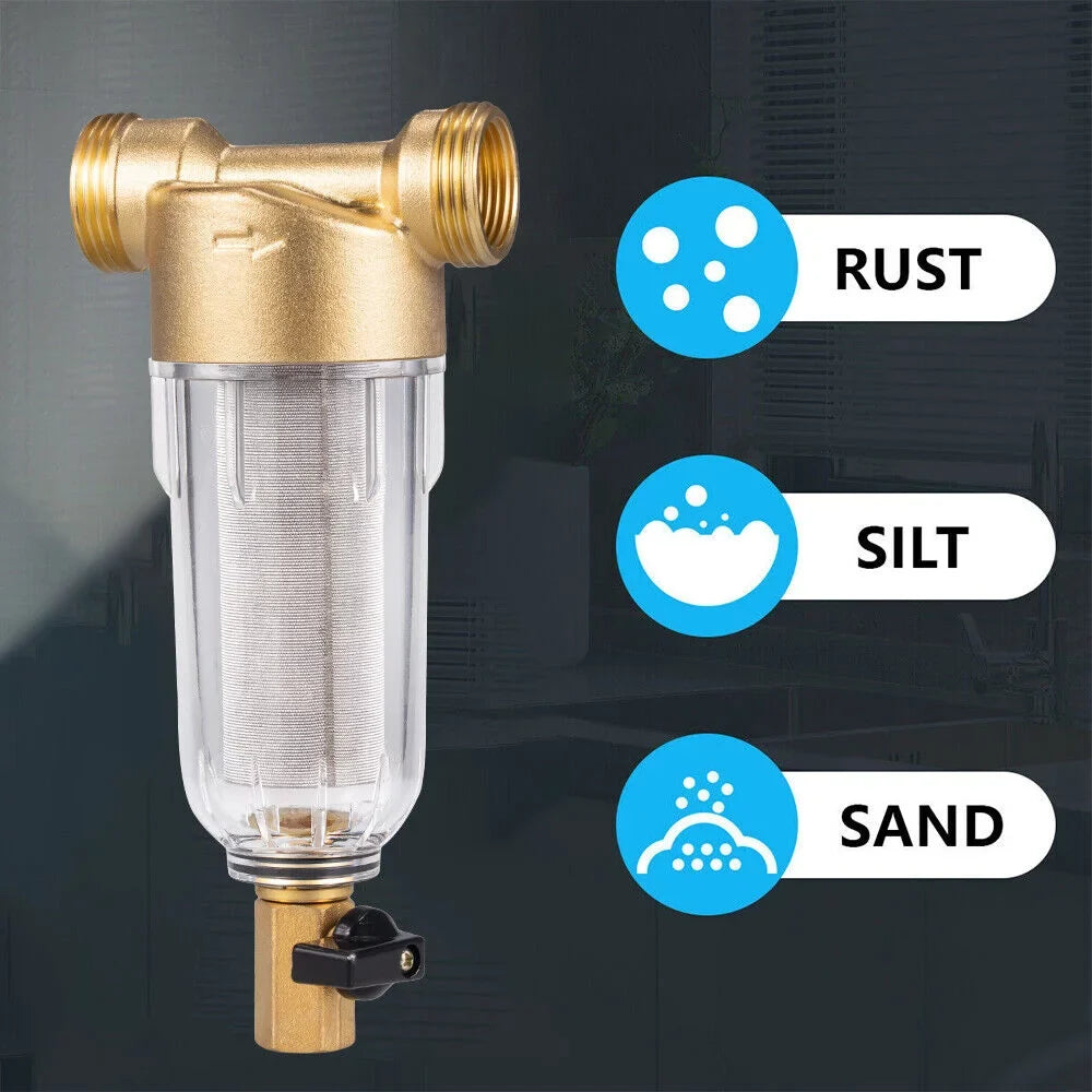 Jahy2Tech Whole House liquid Pre-Filter Reusable Sediment Filter 50 Microns Plumbing