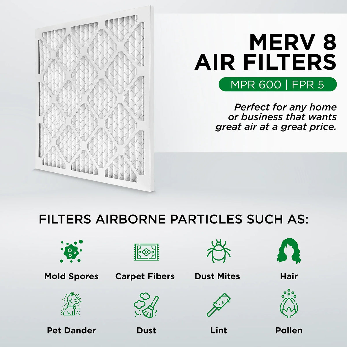 (Actual Size: 17.38 x 23.38 x 1.75 Inches). Quantity 6. Pamlico Air 18x24x2 MERV 8 Pleated AC Furnace Air Filters