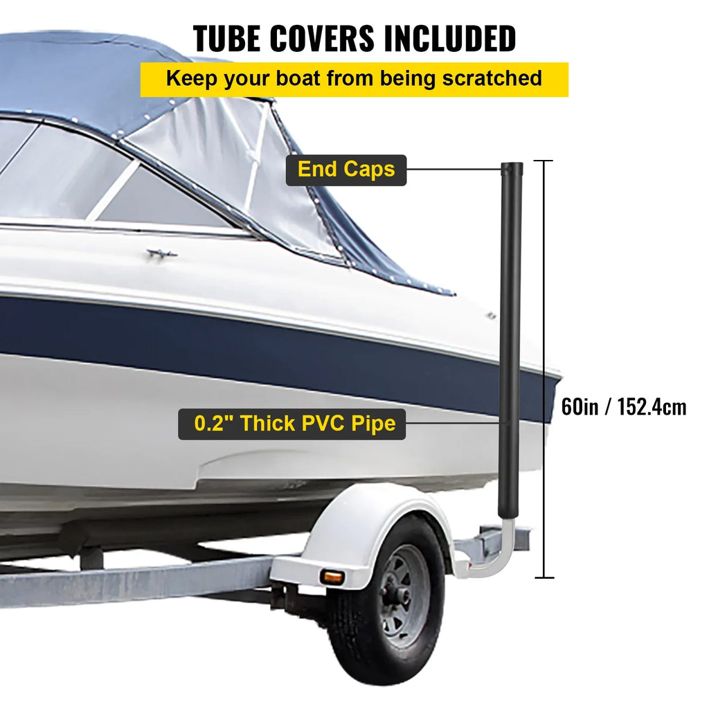 BENTISM vessel Trailer Guide-on, 60", One Pair Galvanized Steel Trailer Post Guide ons, with PVC Tube Covers, Complete Mounting Accessories Included, for Ski craft, Fishing craft or Sailboat Trailer