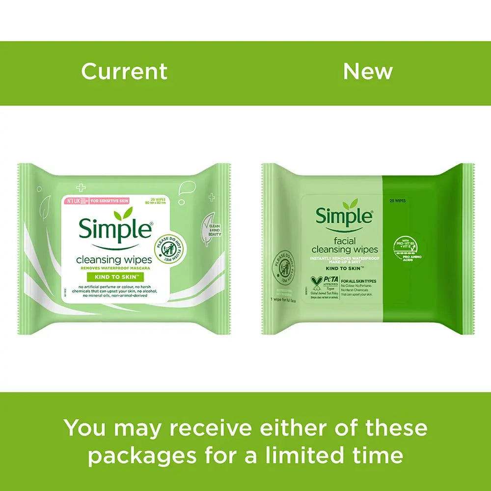 Simple Kind To Skin Cleansing Facial Wipes (25) - Pack Of 6