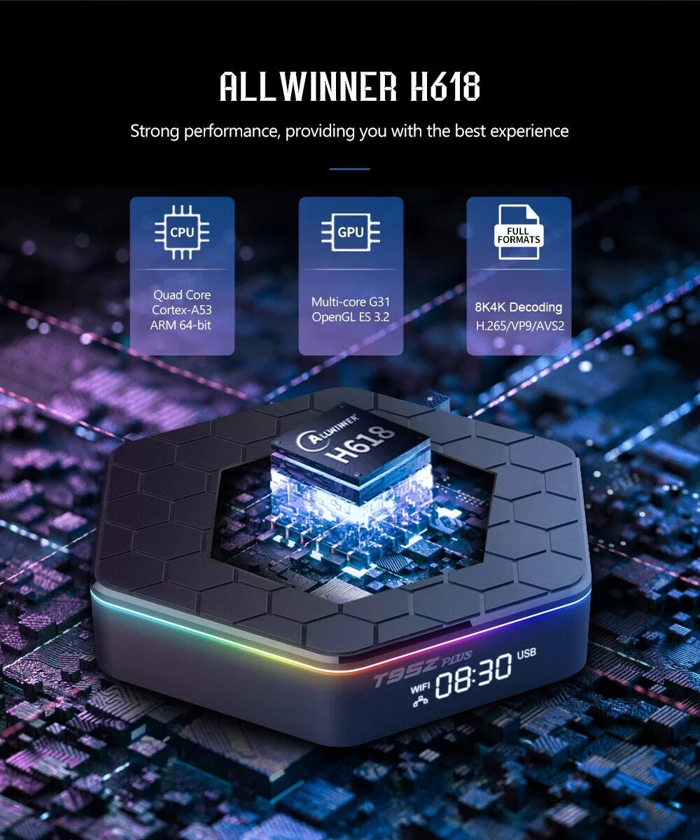 KingFurt   Quad Core 8K HD Video 64GB Memory 6K Stream Player 2023 T95Z Plus Smart Android 12.0 TV Box