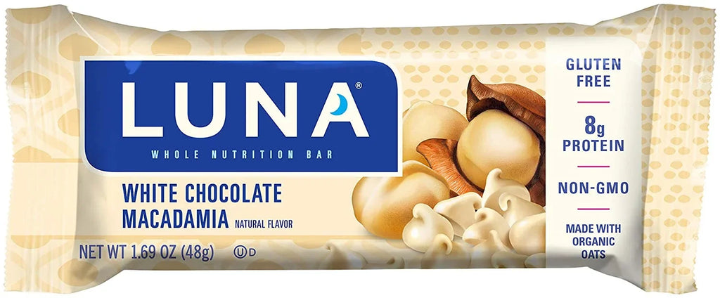 LUNA BAR - Gluten Free Bars - White Chocolate Macadamia Flavor - (1.69 Ounce Snack Bars, 15 Count)
