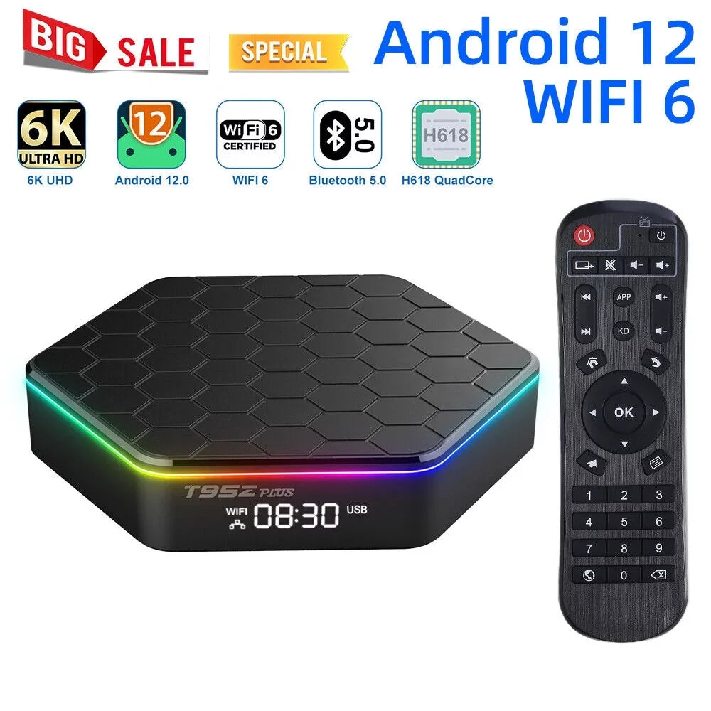 KingFurt   Quad Core 8K HD Video 64GB Memory 6K Stream Player 2023 T95Z Plus Smart Android 12.0 TV Box