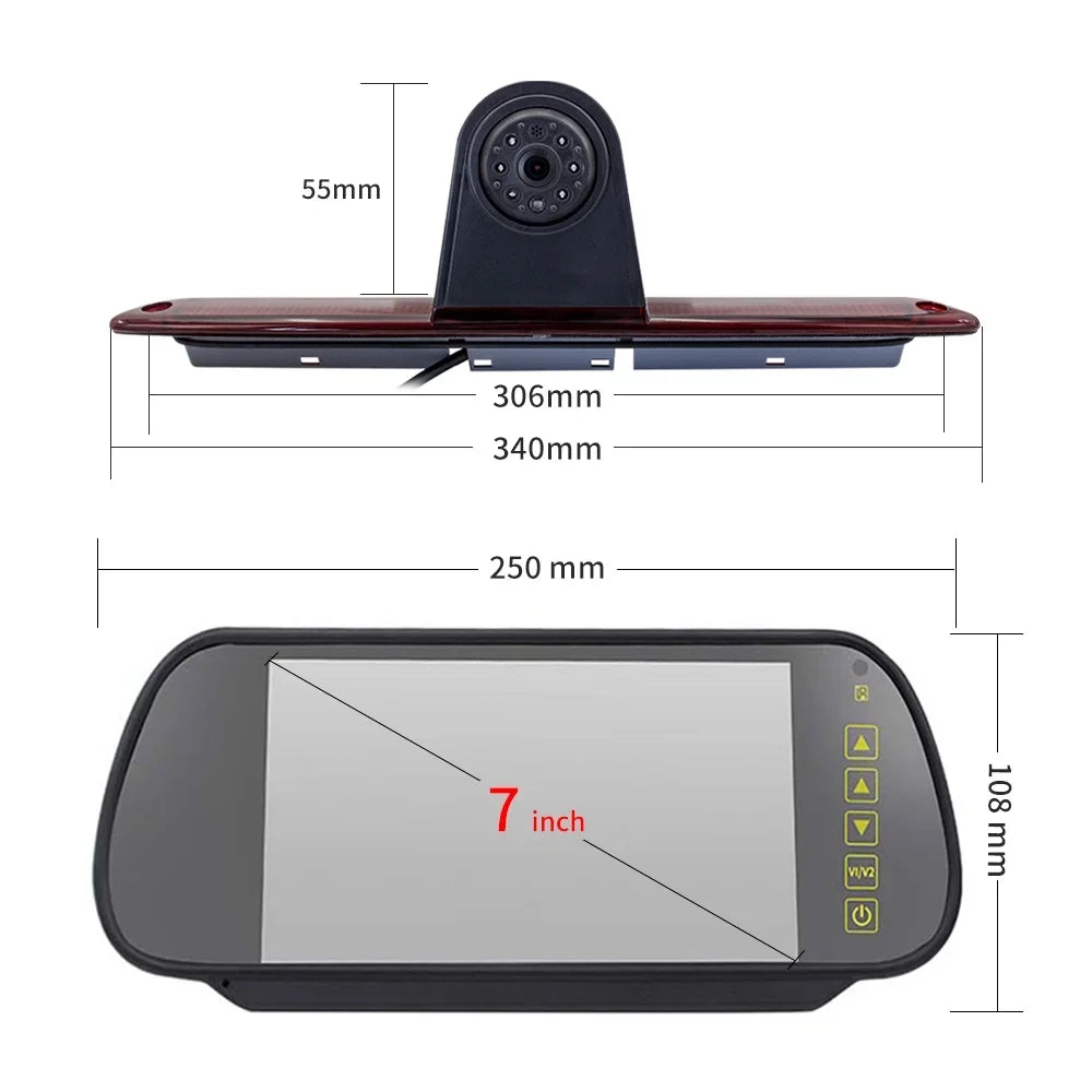 Dazzduo Brake Light Backup Camera, 7 in for Parking XIXIAN Camera N Backup Vans Crafter Light Sprinter Fesjoy 7 Sazoley with Monitor Brake 7 Mercedes-Benz LED 7 appropriate , 7  Dabey Mercedes- ERYUE