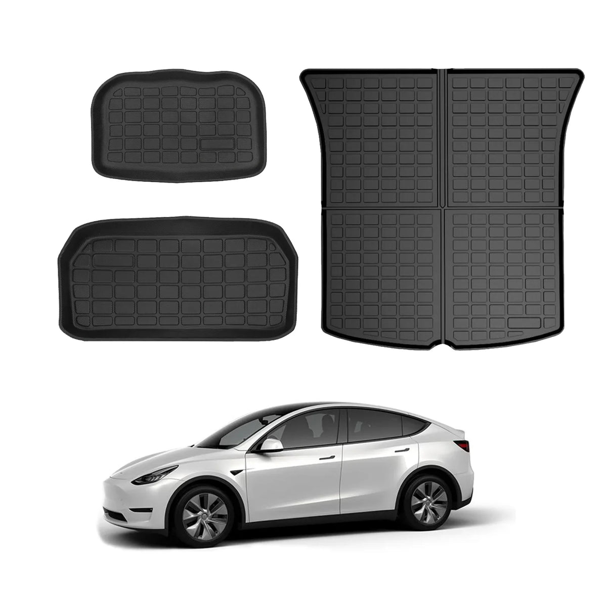 KIKIMO Tesla Model Y Storage Mat and Cargo Liners, Tesla Model Y Accessories, All elements Trunk Mat, Waterproof Rear Cargo Mat Custom Fit for Tesla, Heavy Duty Floor Mats