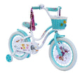 USToyOutlet 16" Cruiser Steel Frame Bicycle Coaster Brake One Piece Crank, White Full shield Chain Guard, Baby Blue Basket, Fenders & Rims, White Tire Kid's Bike - White/Baby Blue