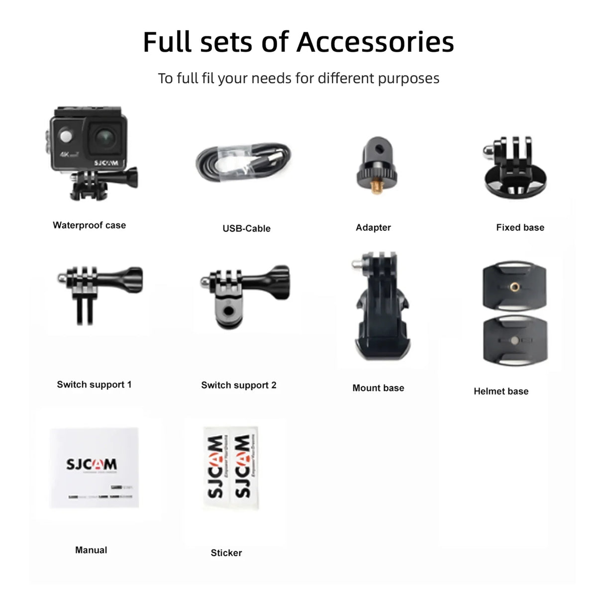 SJCAM Sports camera, Camera Case Sj4000air Camera 4k Camera Ips ScreenSj4000air 4k 30m Screen 16mp 2-inch Ips Waterproof Support Case Adapters 16mp 170wide Waterproof Case Adventures