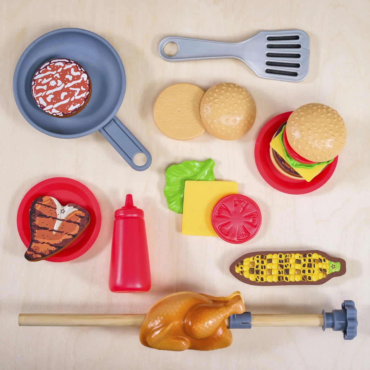 KidKraft Spin & Reveal Wooden Grill & Play Kitchen with moisture-Reveal Food & 21 Accessories
