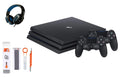Pre-Owned  PlayStation 4 Pro 1TB Gaming Console Black Headset 2 Controller With BOLT AXTION Cleaning Kit Bundle (Refurbished: Like New)
