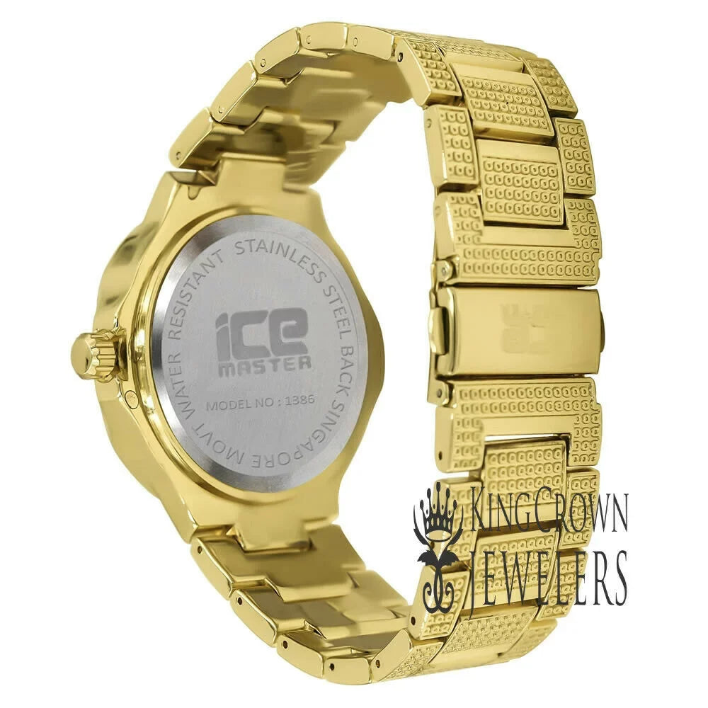 14K Yellow Gold Tone Simulated Diamonds Joe Rodeo Jojo Jojino liquid Resistance Metal Band Watch