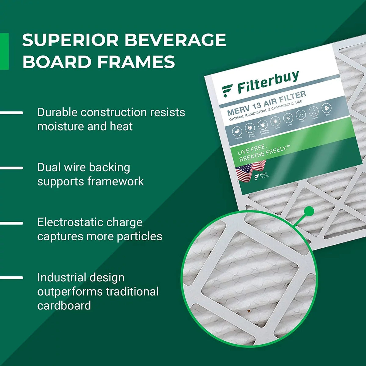 Filterbuy 12x12x4 MERV 13 Pleated HVAC AC Furnace Air Filters (6-Pack)