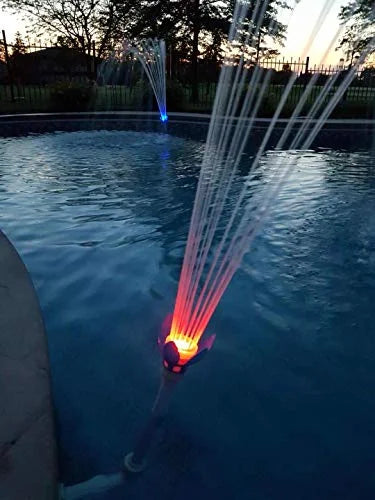 Magic Pool Fountain Day/Night Multicolor LED liquid Powered Easy to Install Swimming Pool Fountain with Pool Jet and Color Changing Light Bulb