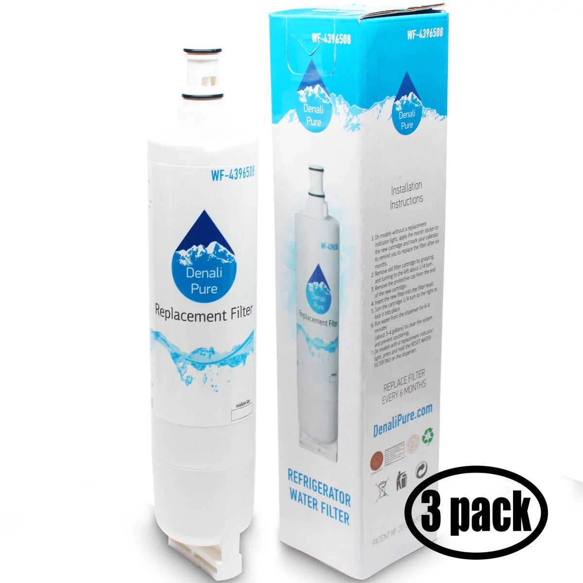 3-Pack Replacement for Whirlpool GS6SHAXKQ01 Refrigerator liquid Filter - appropriate with Whirlpool 4396508, 4396510 Fridge moisture Filter Cartridge