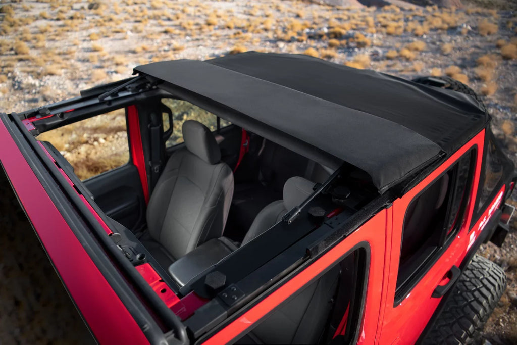 Rugged Ridge by RealTruck Voyager Top Black Diamond S.Cloth, Tinted Win; 18-Curr Jeep Wrangler JLU suitable with Select: 2021 Jeep Wrangler Unlimited Sport, 2018-2019 Jeep Wrangler Unlimited Sahara