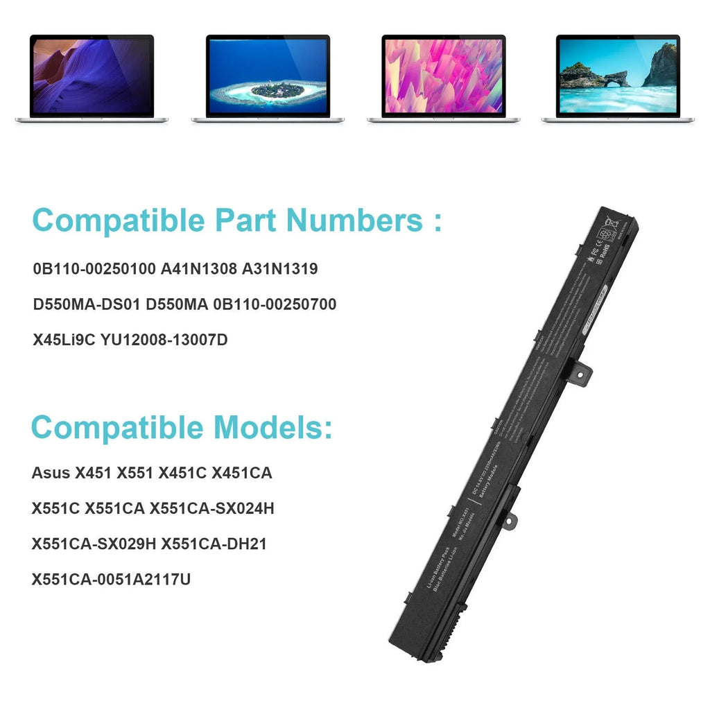 Battery for  X551 X551M A31N1319 X551C A41N1308 X551MA D550 X551CA 14.8V