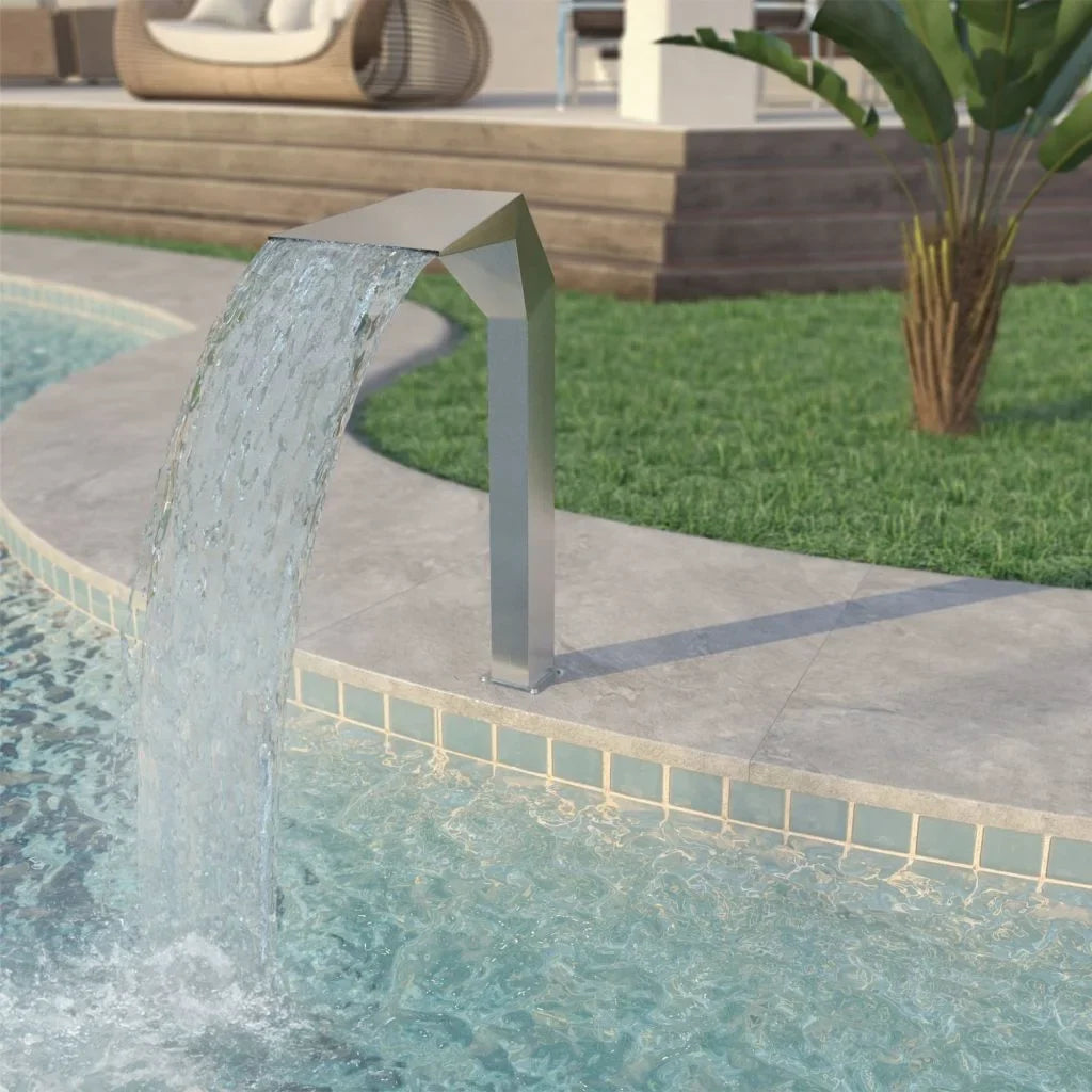 Dcenta Pool Fountain Stainless Steel Waterfall Garden Patio  Swimming Pool Fountain Silver (19.7"x11.8"x35.4 CL-US_43709USCLDL"