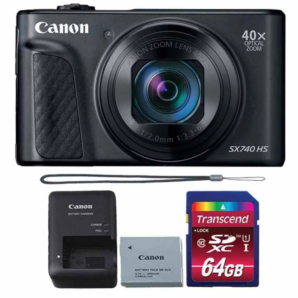 PowerShot SX740 HS 20.3MP Digital Camera Black with 64GB Memory card