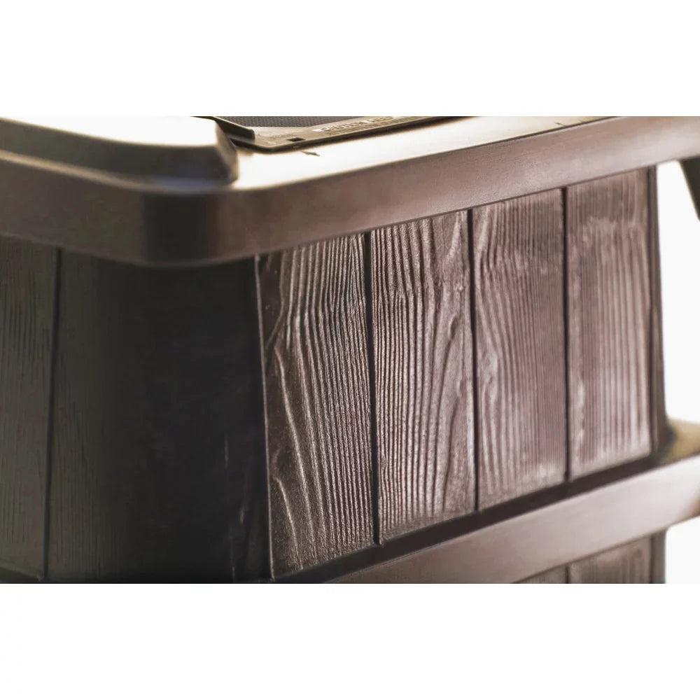 FCMP Outdoor 45 Gal Wood Grain Rain moisture Catcher Barrel, Brown (2 Pack)