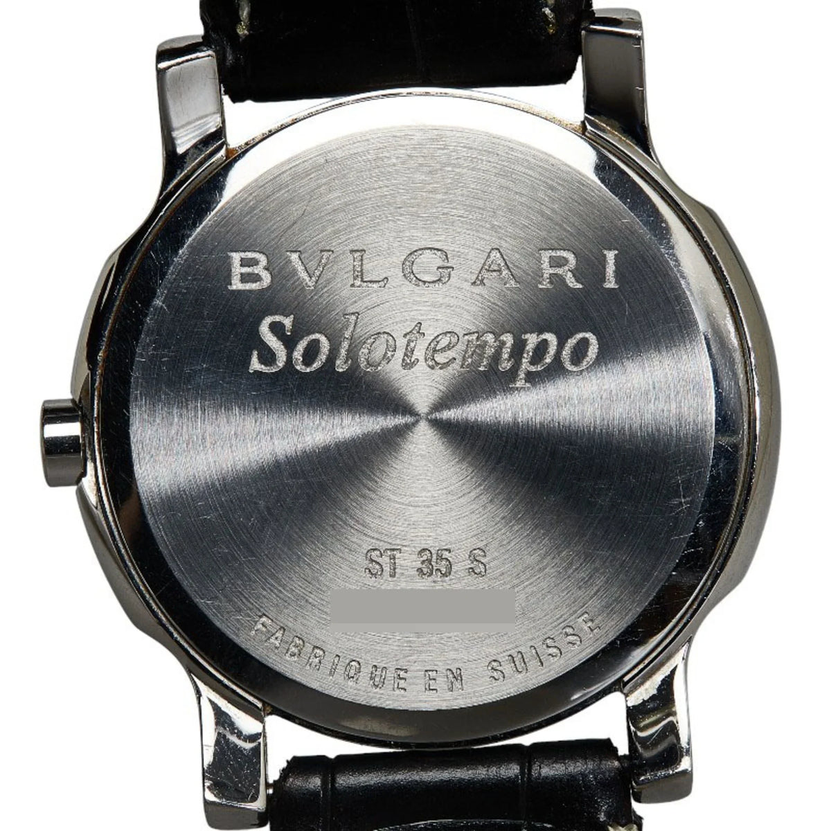 Pre-Owned BVLGARI Solotempo Leather (non-original) Watch ST35S Quartz Black Dial Stainless Steel Women's (Good)