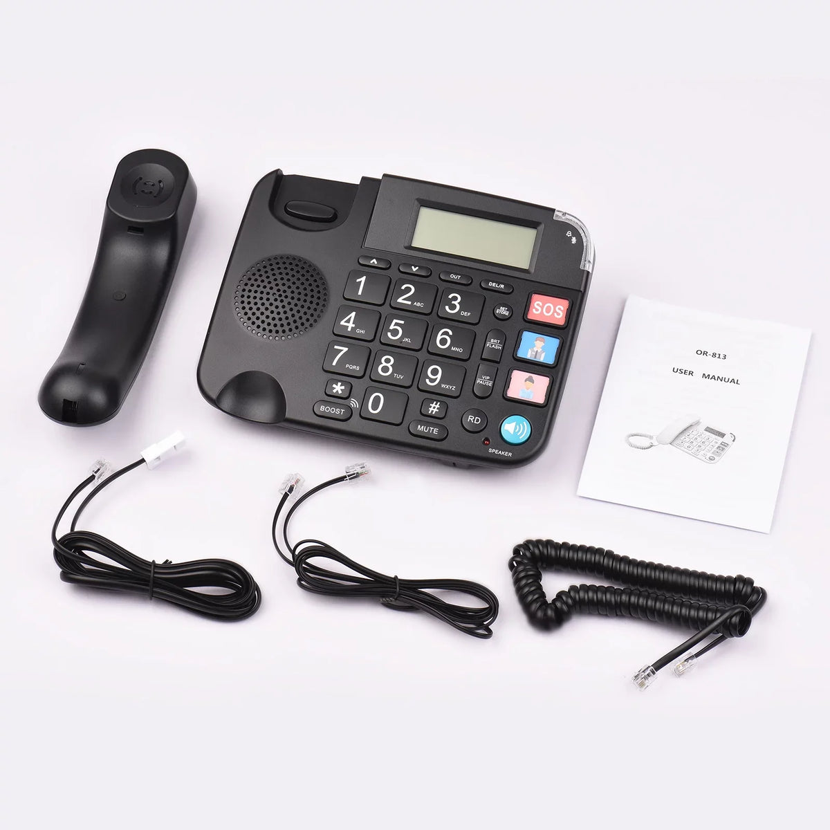 Black Corded Phone with Big Button Desk Landline Phone Telephone Support Hands-Free/Redial/Flash/Speed Dial/Ring Control for Elderly Seniors Home Office Business Hotel