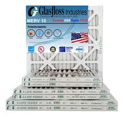 Glasfloss 24x36x1 - MERV 10 -Qty:6 - Furnace Air Filter - Made in USA (Actual Size: 23.5 x 35.5x7/8 inch)