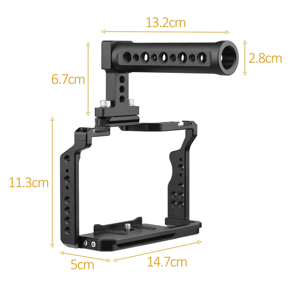 7299 Video Cage + Handle Kit Aluminum Alloy with Dual Cold Shoe Mounts Numerous 14 Inch Threads Replacement for  A7IV/ A7III/ A7II/ A7R III/ A7R II/ A7S II
