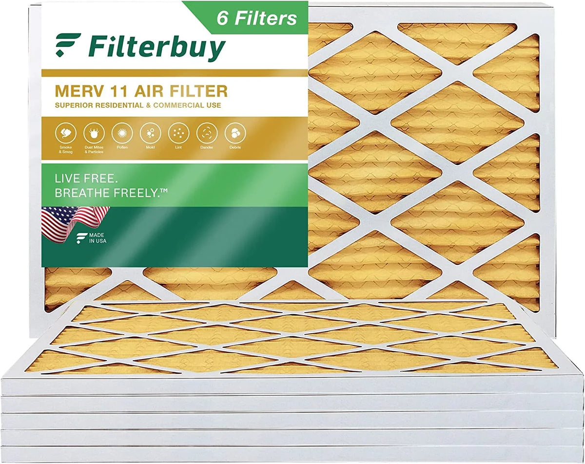 Filterbuy 8x16x1 MERV 11 Pleated HVAC AC Furnace Air Filters (6-Pack)