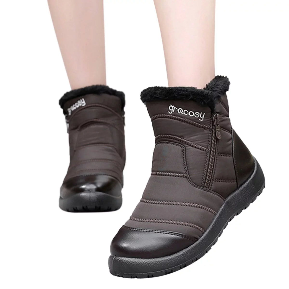 Outdoor Winter Boots Waterproof Lightweight Winter Comfortable Cotton Shoes Anti Slip Boots For Women Snow Boots Flat Boots Women Lace up Boots Girls Winter Hiking Boots Women Snow Cleats for Shoes