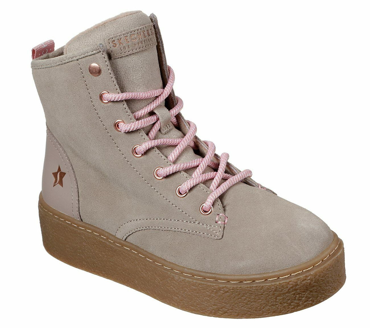 SКECHERS CHELSEA PUNK ST HIGH MEMORY FOAM WOMEN BOOTS SHOES TAUPE/GUM SIZE 8 NEW