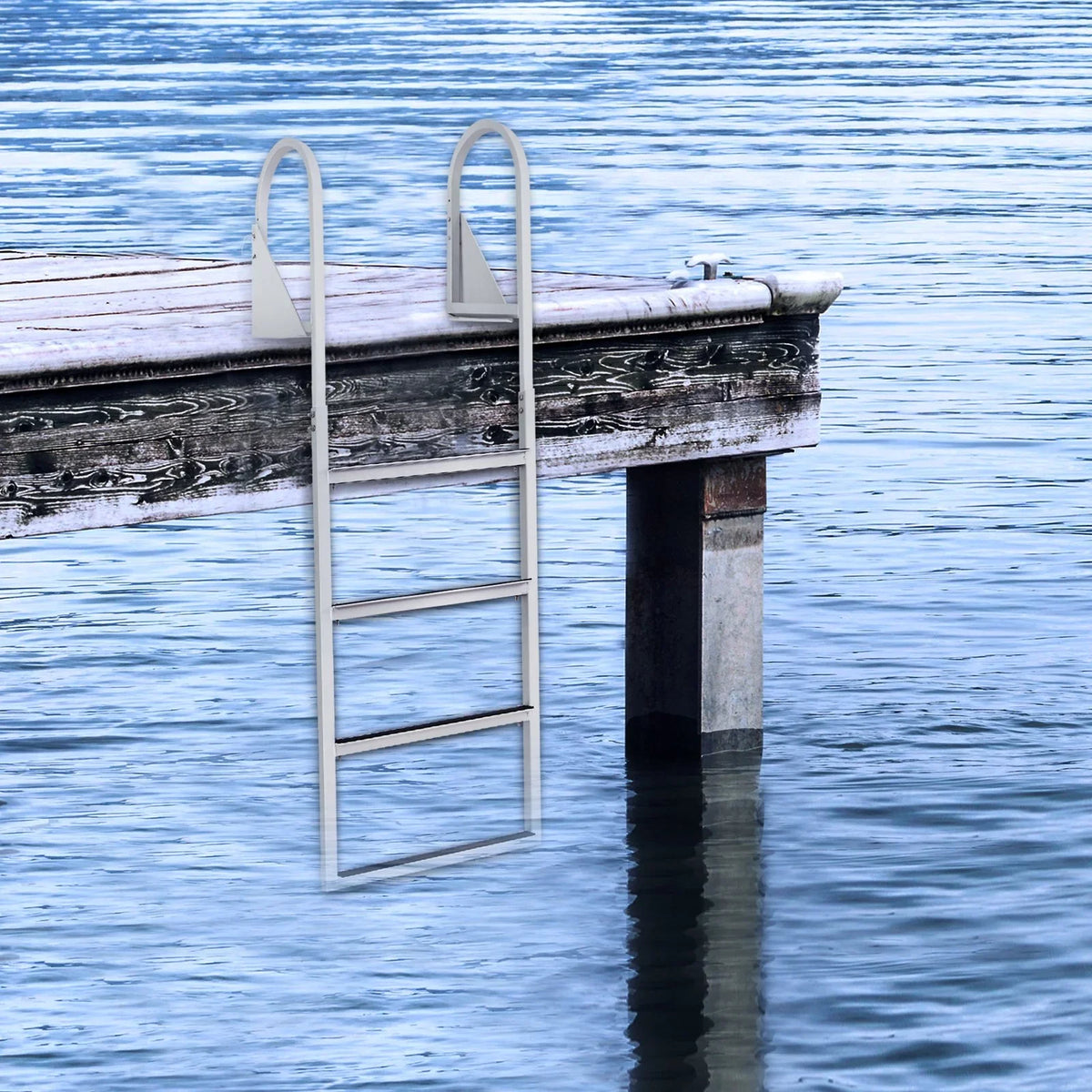 VEVOR Dock Ladder, Flip-Up 4-Step Aluminum Alloy Pontoon vessel Ladder for Ship, Lake, Pool