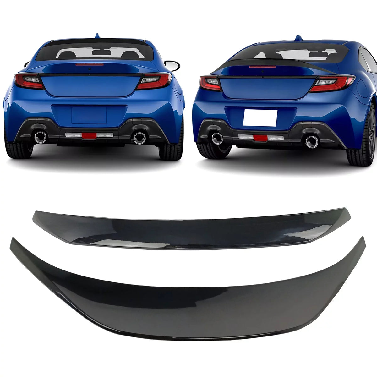 Ikon Motorsports Roof + Trunk Spoiler suitable With 2022-2023 Subaru BRZ  GR86, Painted D4S Crystal Black Silica/Raven Pearl ABS IKON Style Rear Window Visor Wing + TRD Style Trunk Spoiler