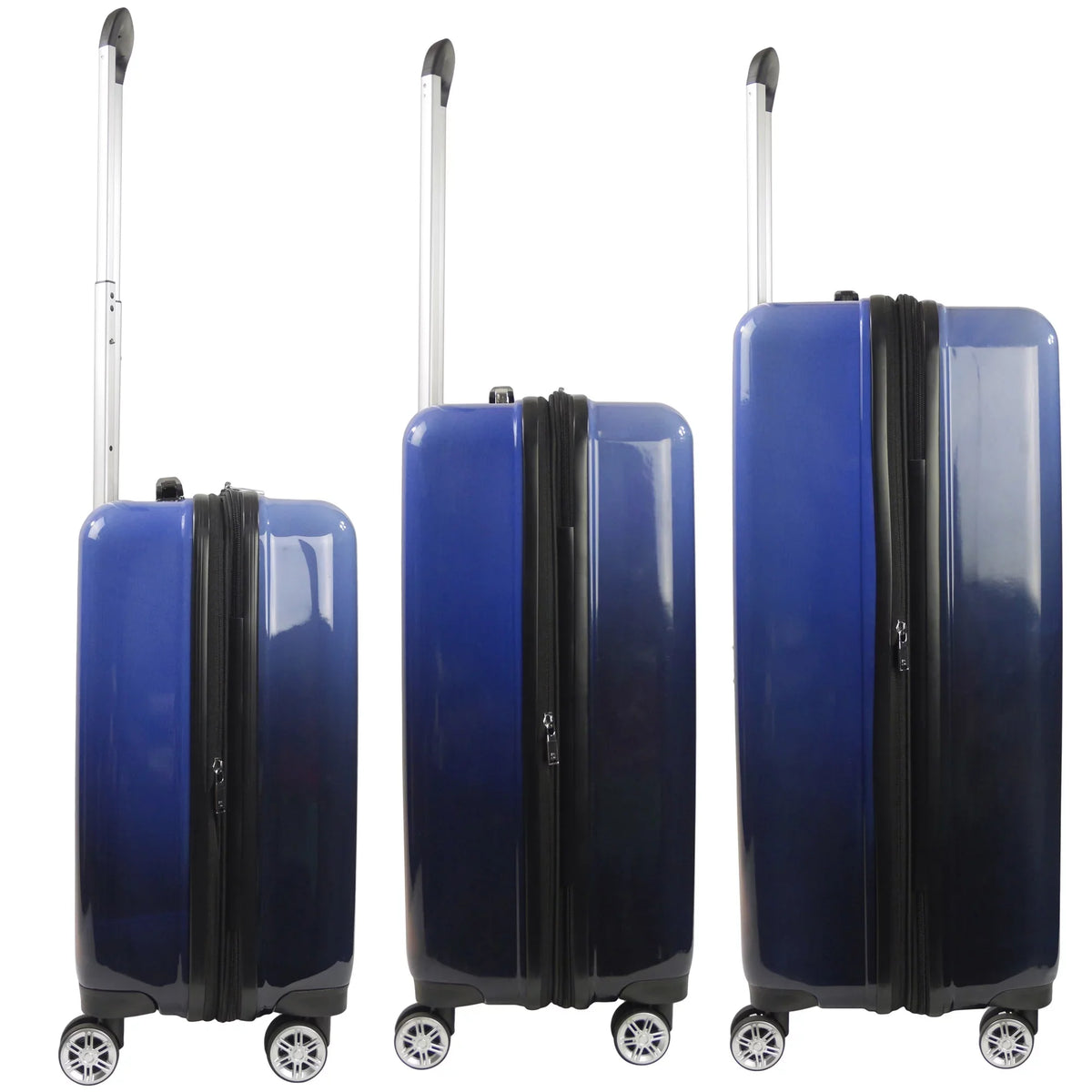 3 Piece Set Impulse Rolling Luggage, Ombre Hardshell Suitcase with Spinner Wheels, 22, 26 and 31 Inch, Blue